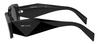 Prada PR 17WS 1AB5S0 Black Plastic Rectangular Sunglasses, Gray Lenses, Black, 49-20-145, Black/White, 49-20-145