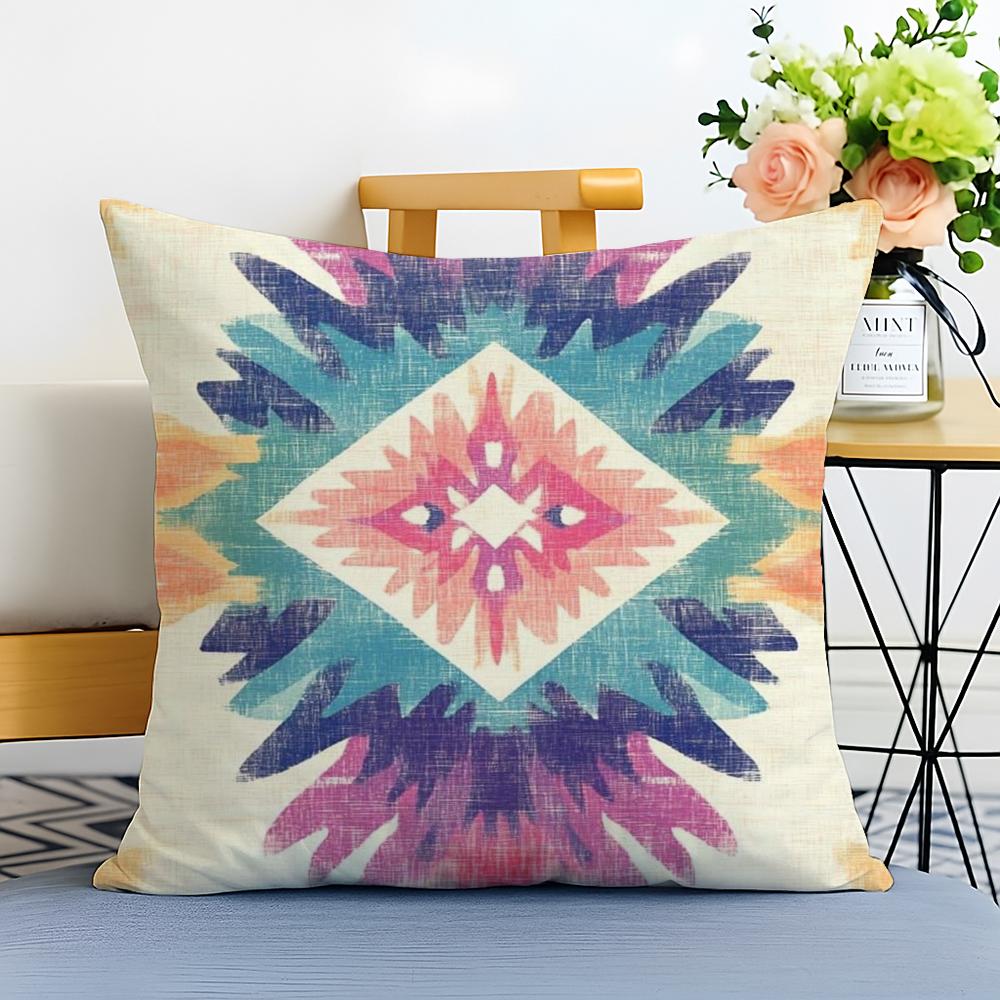 Boho Pattern Cushion Cover Washable Linen Pillowcase Soft  for Sofa Bed Cozy Home Room Decor
