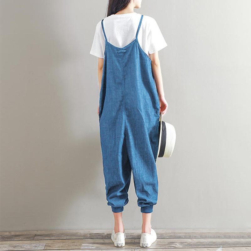 Premium Quality Women Jumpsuits Loose Sleeveless Backless Overalls Stylishly Retro