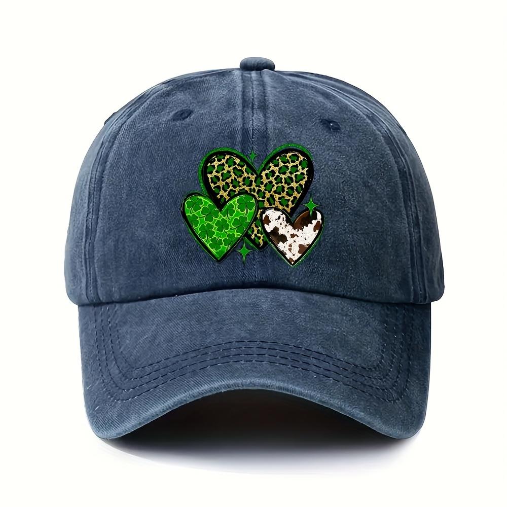 Clover Leopard Cow Print Baseball Cap Unisex Washed Adjustable Polyester Outdoor Casual Sun Hat