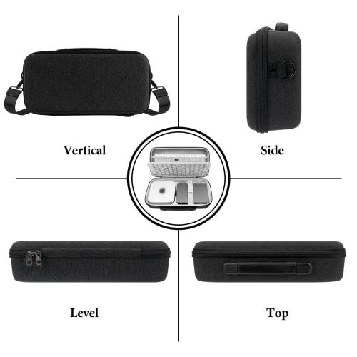 Geekria Desktop Computer Hard Travel Case for Apple 2024 Mac Mini M4 / Mini M4 Pro, Magic Keyboard, Mouse, Trackpad, and Accessories (Dark Gray)