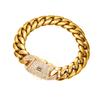 Modeschmuck Hip Hop 14mm Dicke Laminated Flach Monaco Cuban Link Kette 18K PVD Vergoldeter Edelstahl Monaco Halskette