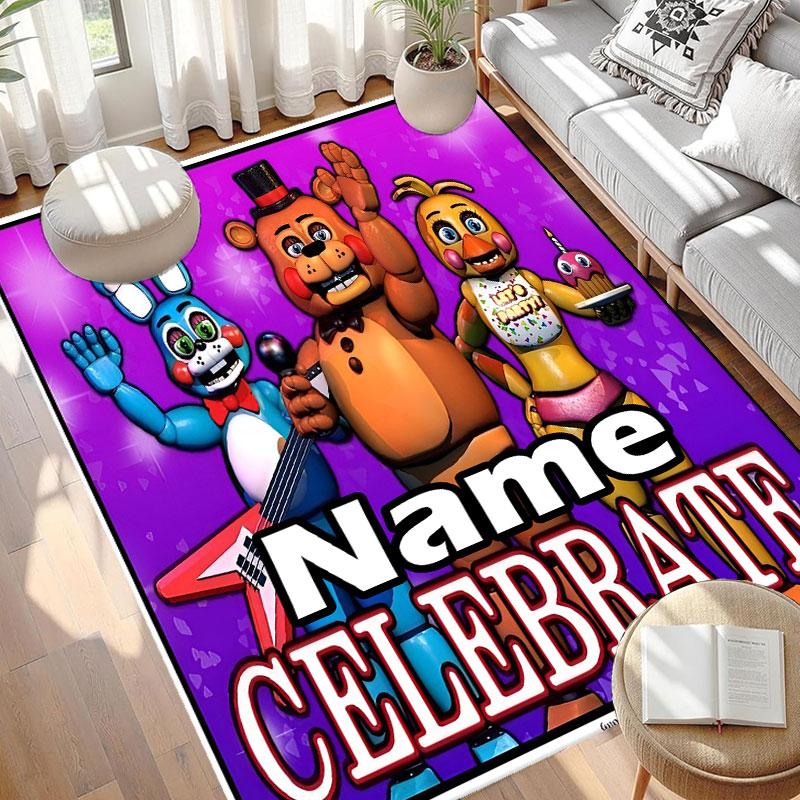 Custom Name Personalized Five Nights at Freddy's Print Carpet, Versatile Home Decor Rug, for Playroom, Apartment, Balcony, Entryway, Hallway Gift