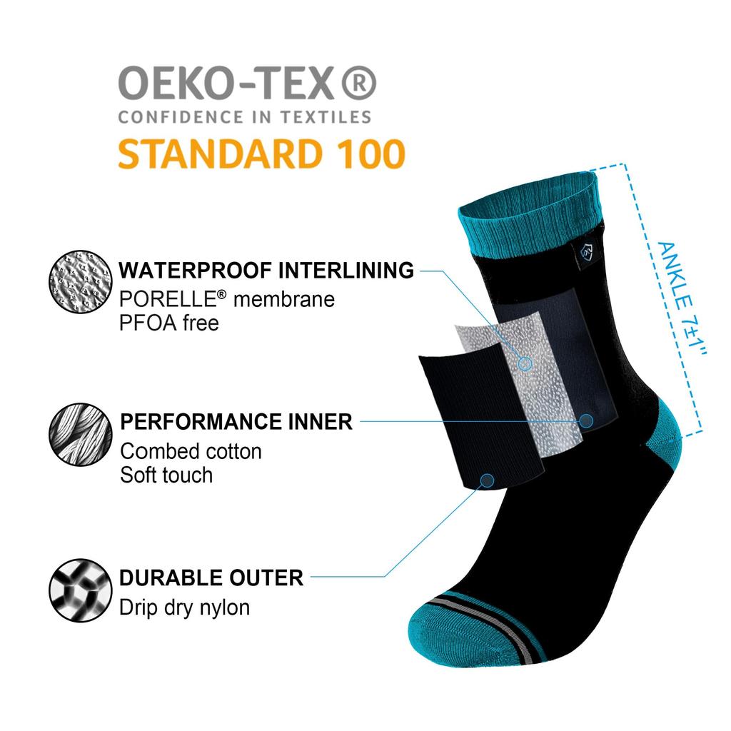 Dexshell Waterproof Fully Waterproof and Warm for and Outdoor DS642 Jet Black Socks, Breathable, Hiking, Fishing, Camping, Activities, Unisex, (L,