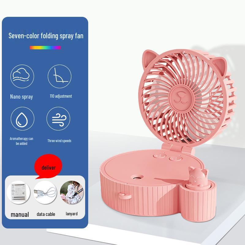 Portable Digital Display Neck Fan with USB Spray Cooling 200*88*40MM