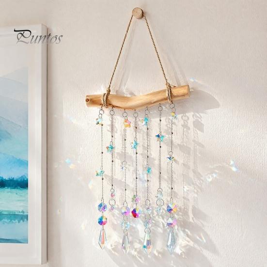 Elegant Birthday Present Crystal Wind Chime Pendant, Glittering Sun Catchers with Long Decorative Balcony Ornament Tassel, Sophisticated Hanging