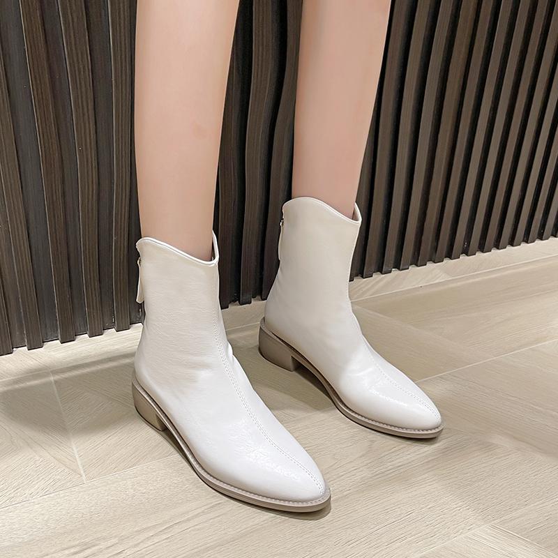 

Мода Новая осень/зима Комфорт Ретро Модель на толстом каблуке Модные ботинки Острые квадратные каблуки Повседневные женские ботильоны, увеличивающие рост 35 бежевый