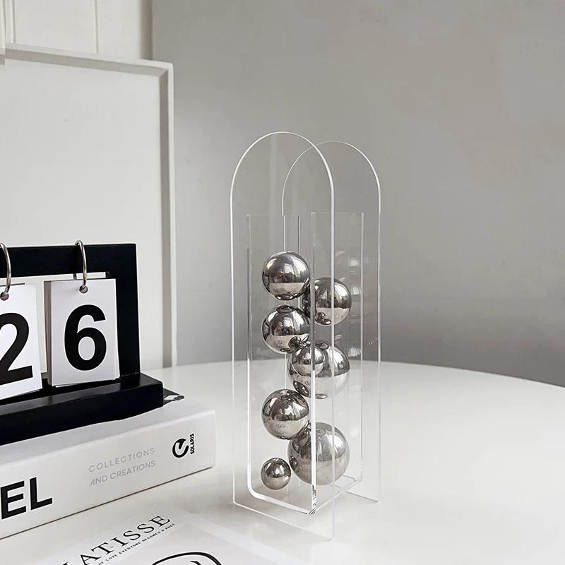 Acrylic Transparent Box Vase Desk Decorative Ornaments Spherical Crafts Room Abstract Art Decoration Geometric Decoration