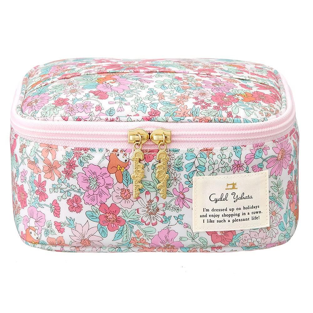 

Косметичка Sanrio Characters, большая вместимость, симпатичная косметичка для взрослых, стильный косметичка с цветочным узором и карманом для кисточек, портативная