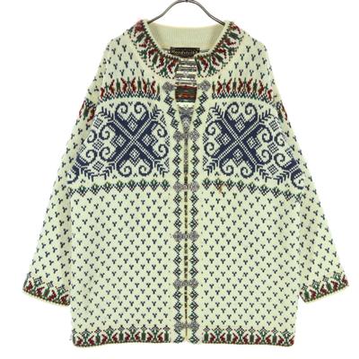Norstrikk Hergestellt in Norwegen Fair Isle Muster Metallhaken Strickjacke M Nordisch Herren Gebraucht