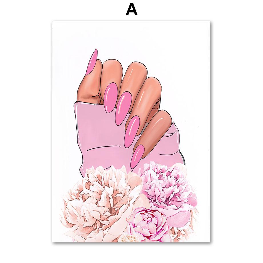 Nagel Salon Studio Galerie Nordic Poster Luxus Lange Nagel Wand Kunstdruck Leinwand Malerei Schönheit Decor Bilder Für Wohnzimmer