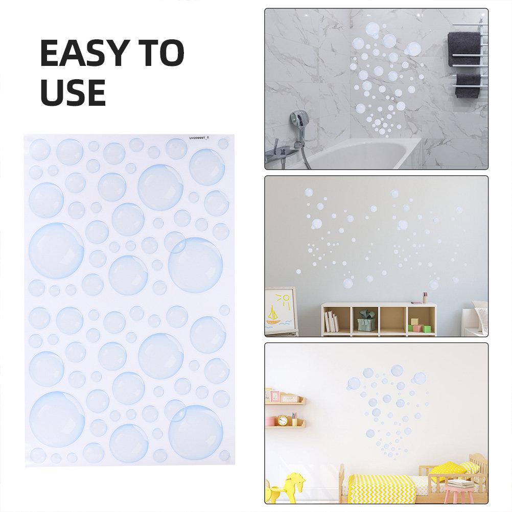 4 Sheets Bubble Wall Sticker Ocean Design Self-Adhesive Waterproof Decor for Kids Room Mermaid Party Background Wall Art