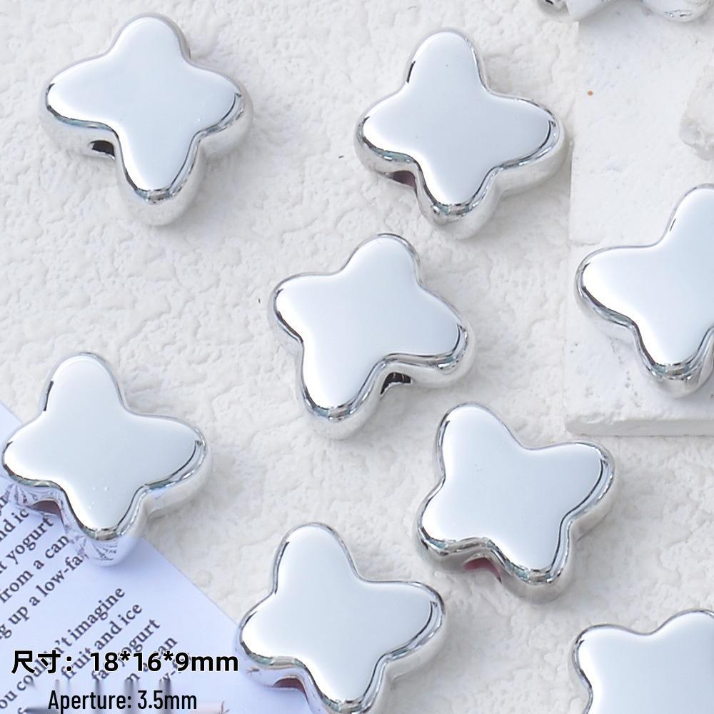 Silver-Plated Y2K Acrylic 3D Spacer Beads for DIY Jewelry Bracelets