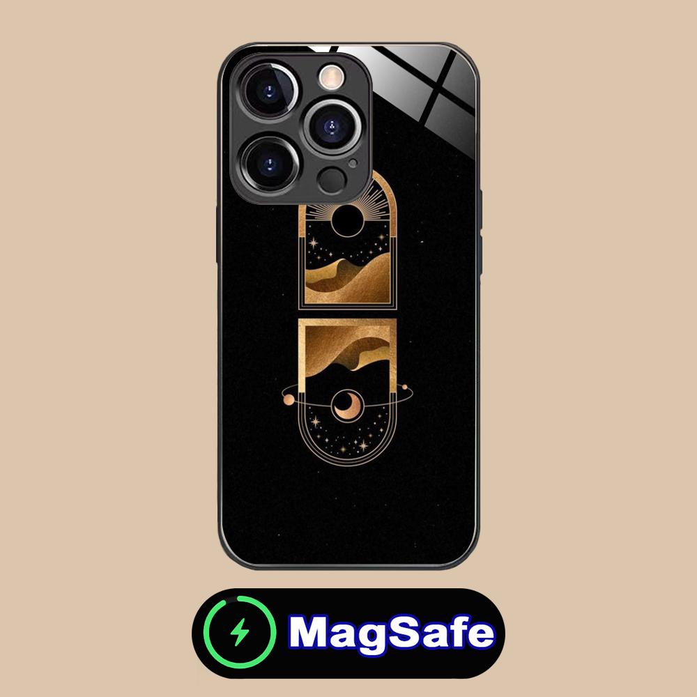 Sun Moon Mobile Cell Phone Case for iPhone 17 16 15 14 13 12 11 Air Pro Max Plus Mini MagSafe Glass Colorful Cover Cover Luxury