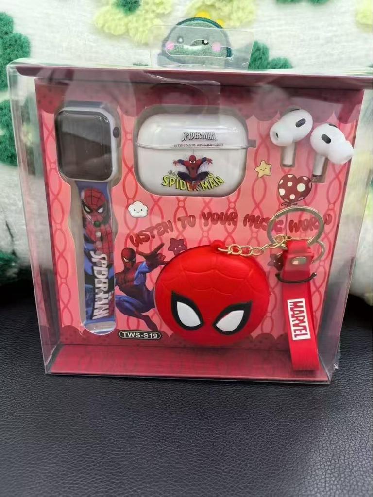 TWS-S19 Wireless Bluetooth Earphones & LED Watch Set with Cute Cartoon Storage Bag