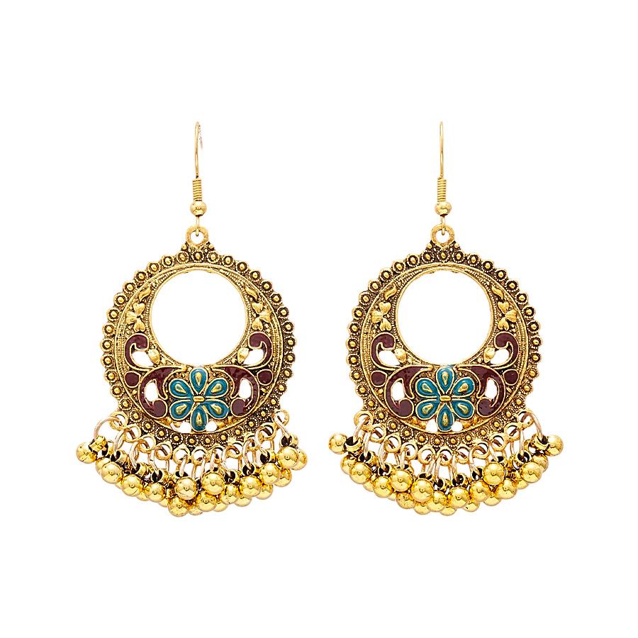 Flower Geometric Round Hollow Ear Hook Temperament High-end Earrings for Women