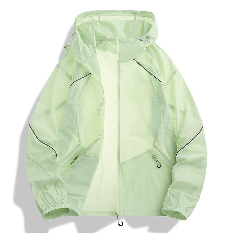Men Women Lightweight Breathable Ice Silk Summer UV Protection Jacket Sporty Coat Anti-Uv Long Sleeve Zipper Skincoat S
