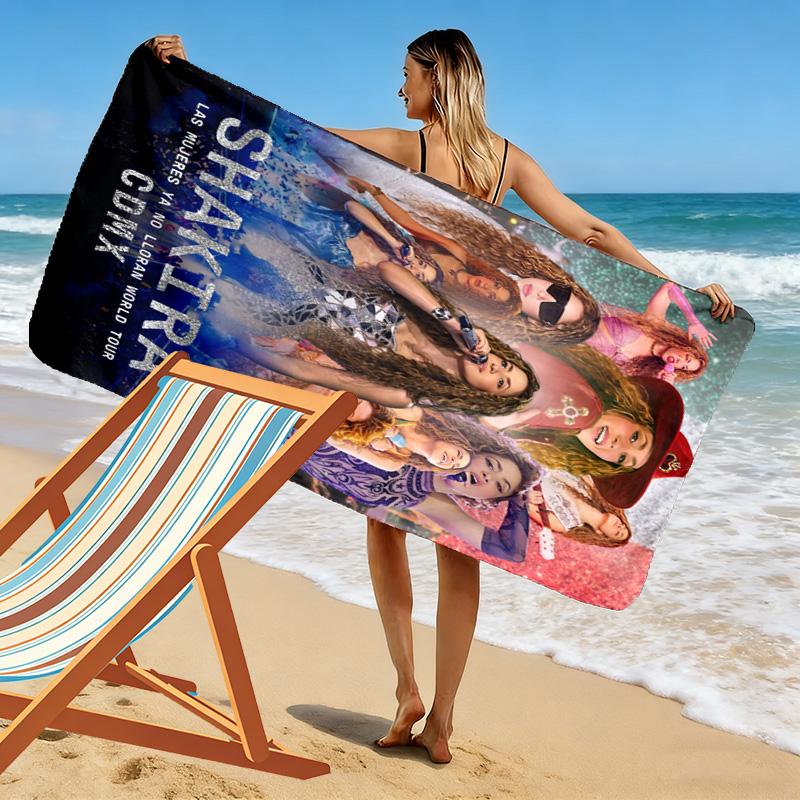 Asciugamano da Spiaggia con Stampa di Shakira, Asciugamano Grande Morbido ad Asciugatura Rapida per Spiaggia Campeggio Nuoto