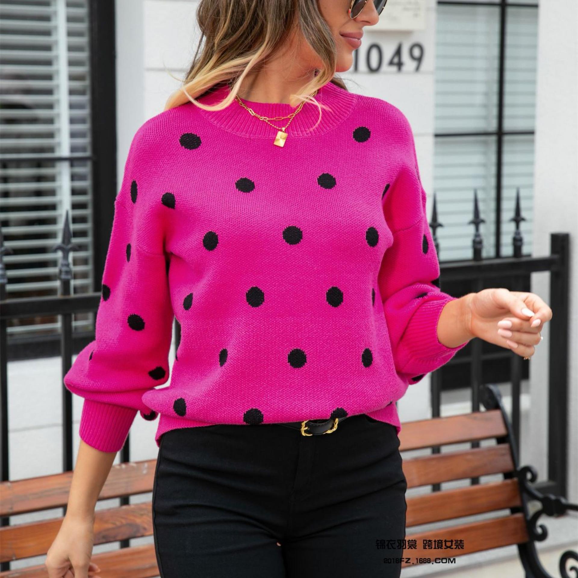 

Осень/зима 2023, женский свитер, пуловер в горошек, свитер большого размера L