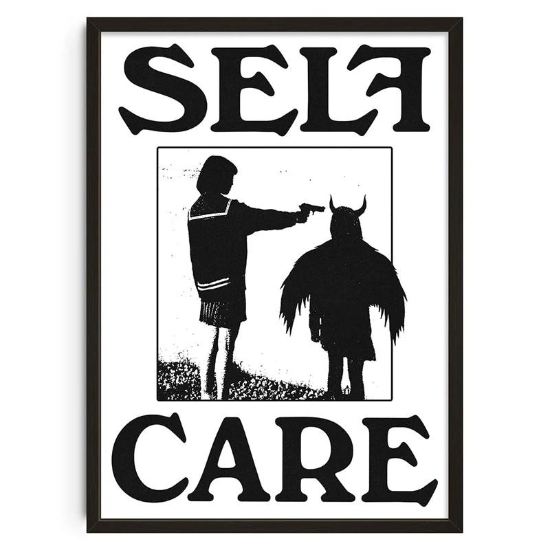 Vintage Abstrakt Füttere deinen Geist Klassische Poster Druck Selbstpflege Wandkunst Leinwandgemälde für Wohnzimmer Schlafzimmer Heimdekor