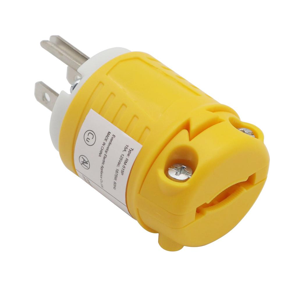 15 Ampér 125 Volt 5-15P 2pólová 3vodičová uzemněná elektrická zástrčka s rovnými kolíky