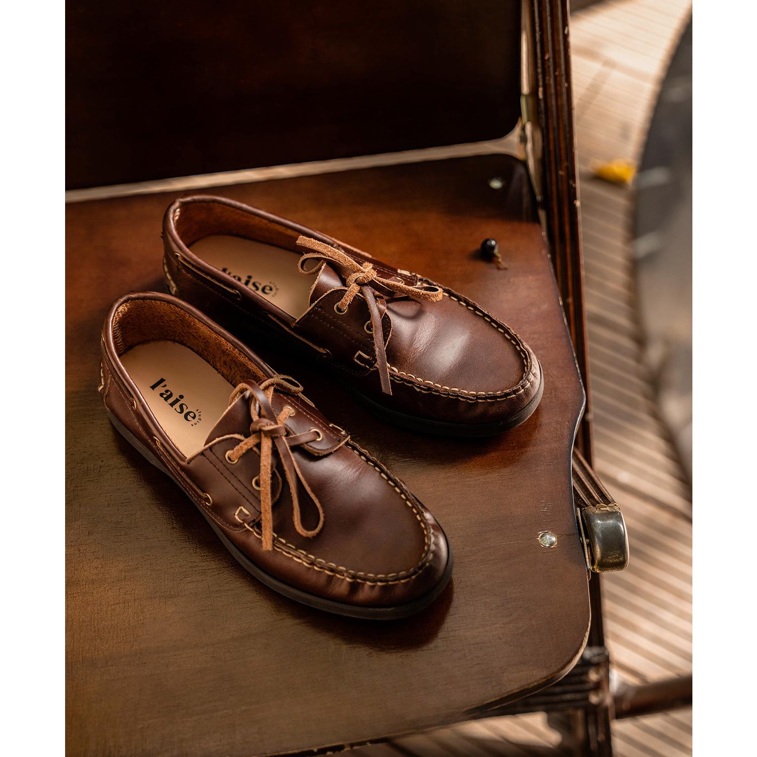 

Новозеландская вощеная кожа, классические американские мокасины ручной работы от кутюр мягкая подошва ретро парусная обувь для женщин 40