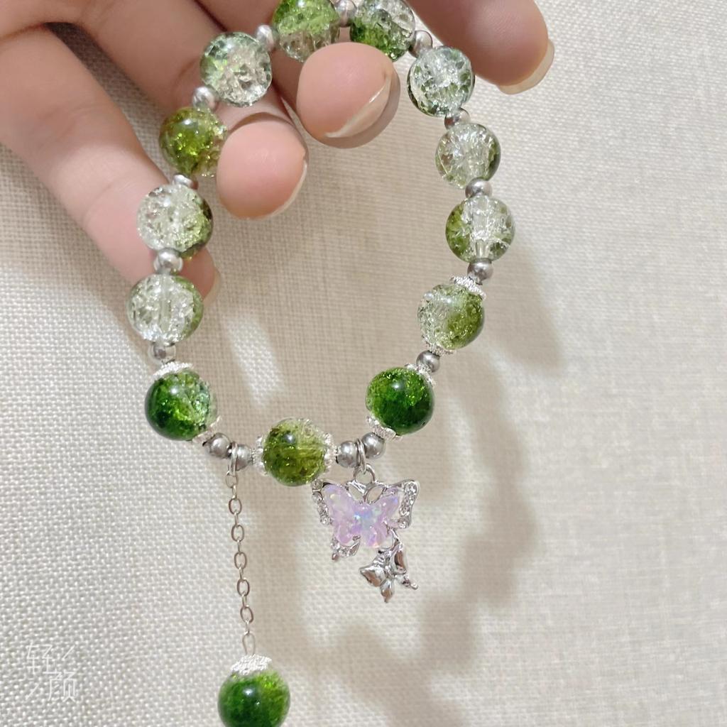 Fashion Ladies Crystal Glass Butterfly Stretch Bracelet Jewelry