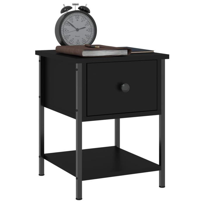 VidaXL Bedside Table Black 34x35.5x45 Cm Engineered Wood 825853