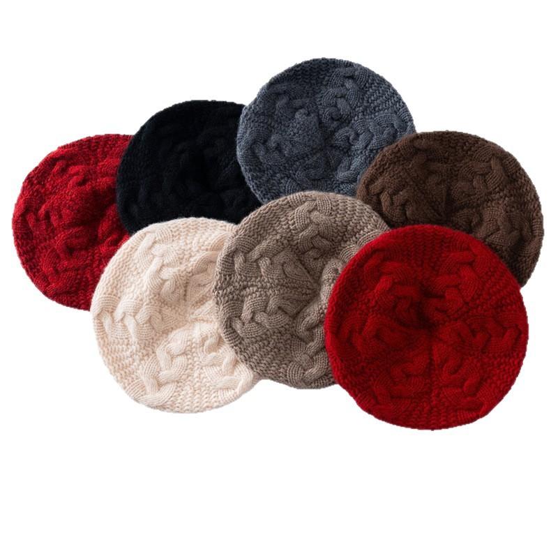 Autumn and winter new cashmere blended twist beret dome men's and women's cashmere beret