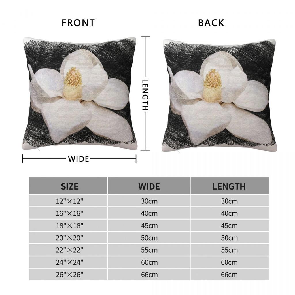 Magnolia Flower Full Bloom Square Pillowcase Polyester Linen Velvet Pattern Zip Decor Throw Pillow Case Bed Cushion Cover