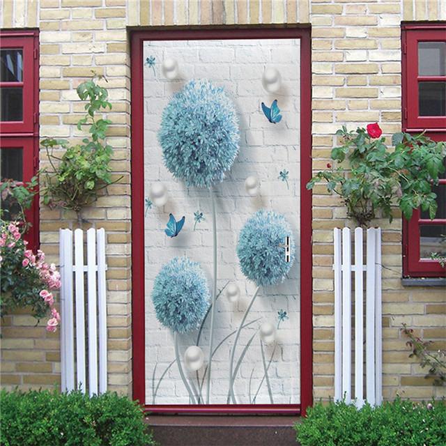 Underwater World Wallpaper 3D Door Sticker Self Adhesive PVC Fish Dolphin Poster For Kids Girls Room Home Door Decoration Murals
