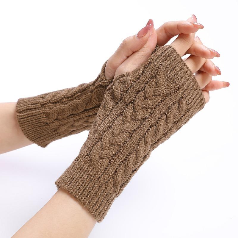 Botvotee Gloves for Women Y2k Half Finger Winter Winter Soft Warm Knitting Arm Gloves Warm Fingerless White Red Mitten Guantes