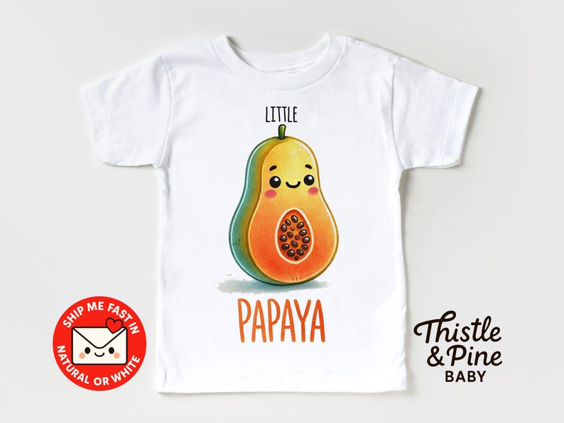 Little Papaya Toddler Tee - Tropical Fruit Kids Tshirt - Cute Summer Kids Outfit - Sweet Baby Gift 160