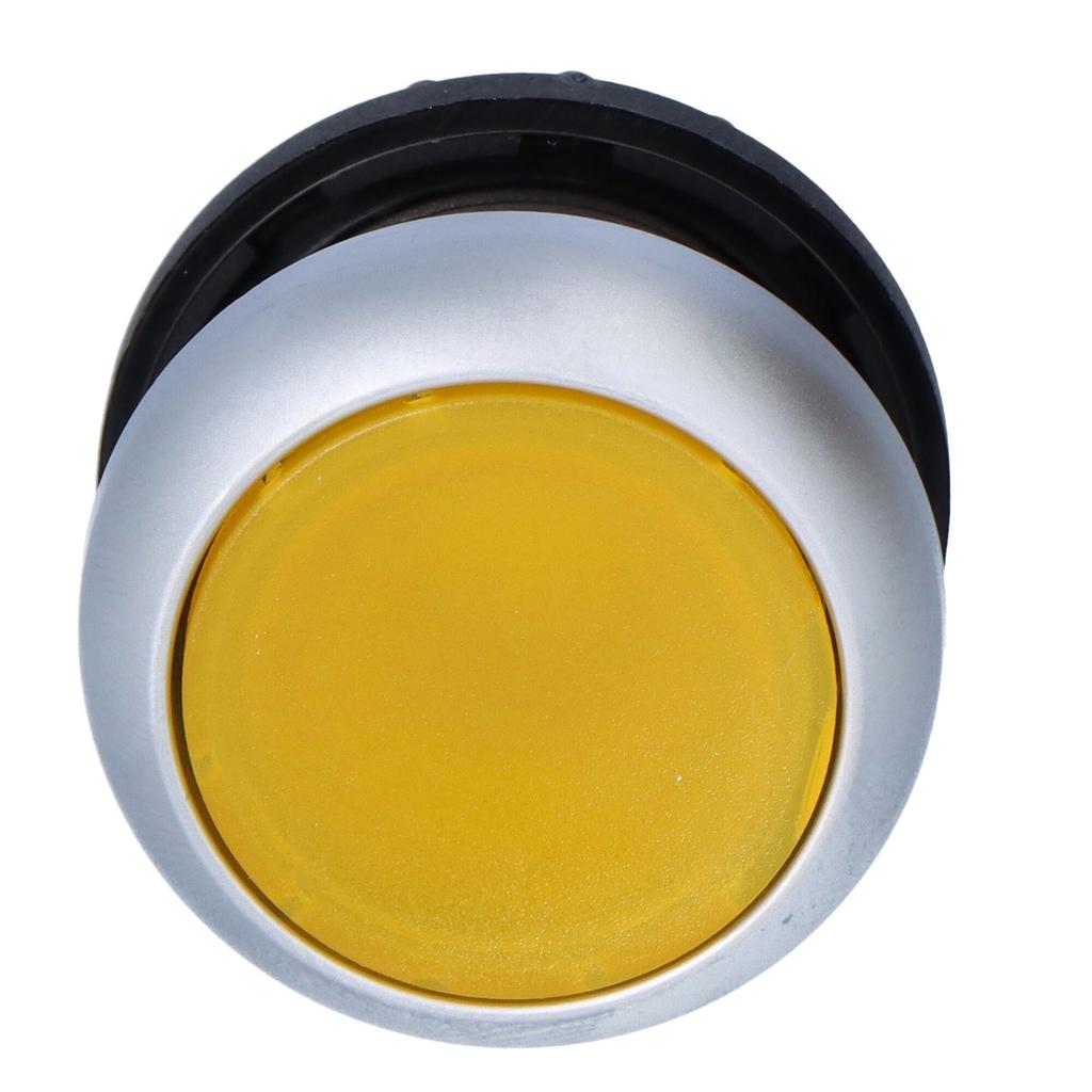 M22-DL-Y drive, illuminated flat yellow button with spring return