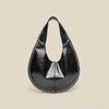 2026 Fashion Women's Bag Single Shoulder Slant Hanging Rivet Crescent Underarm Casual Tote Handbag