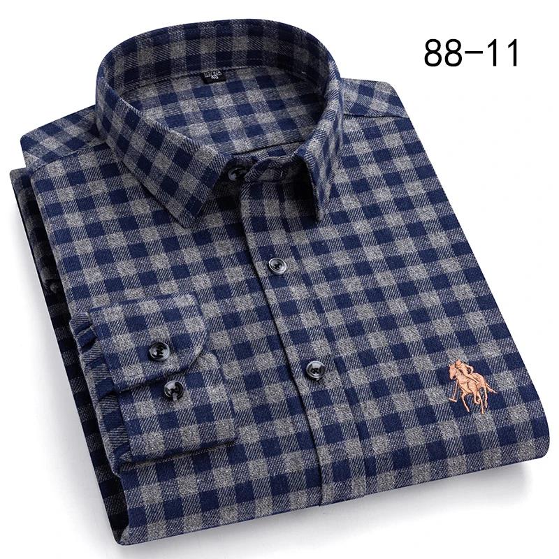 New Autumn Winter Fashion Plaid Flannel Long Sleeve Shirts For Men Plus Size Cotton Warm Clothing Business Smart Dress Shirts