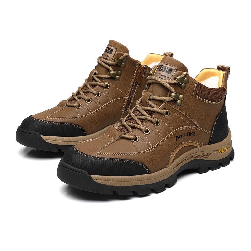 Men's Cotton and Wool Snow Boots - Non-Slip, Thickened, Warm Outdoor Winter Shoes