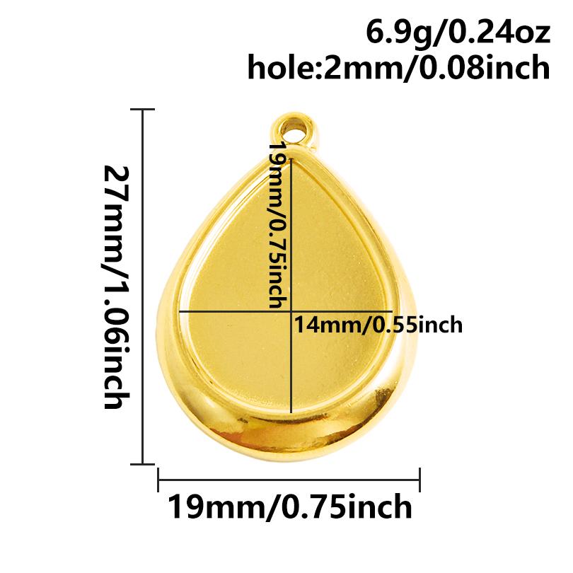 6 Stück Herz Quadrat Wassertropfen Oval Cabochon Basis Fassung Anhänger Edelstahl Charms Für Schmuckherstellung Großhandel DIY Materialien