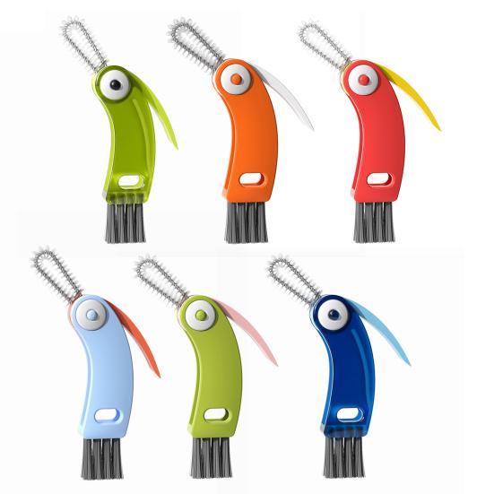 3 In 1 Crevice Brush Food-Grade Safe Spiral Cleaner with Scraper Stiff Brush Portable Foldable Design Bottles Cups Cleaning Scrubber