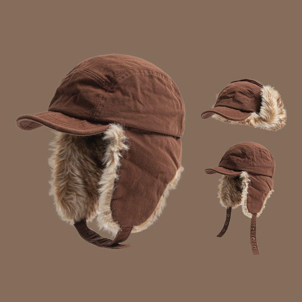Thickened Winter Bomber Hats Windproof Ski Headwear New Winter Hats with Earflap Winter