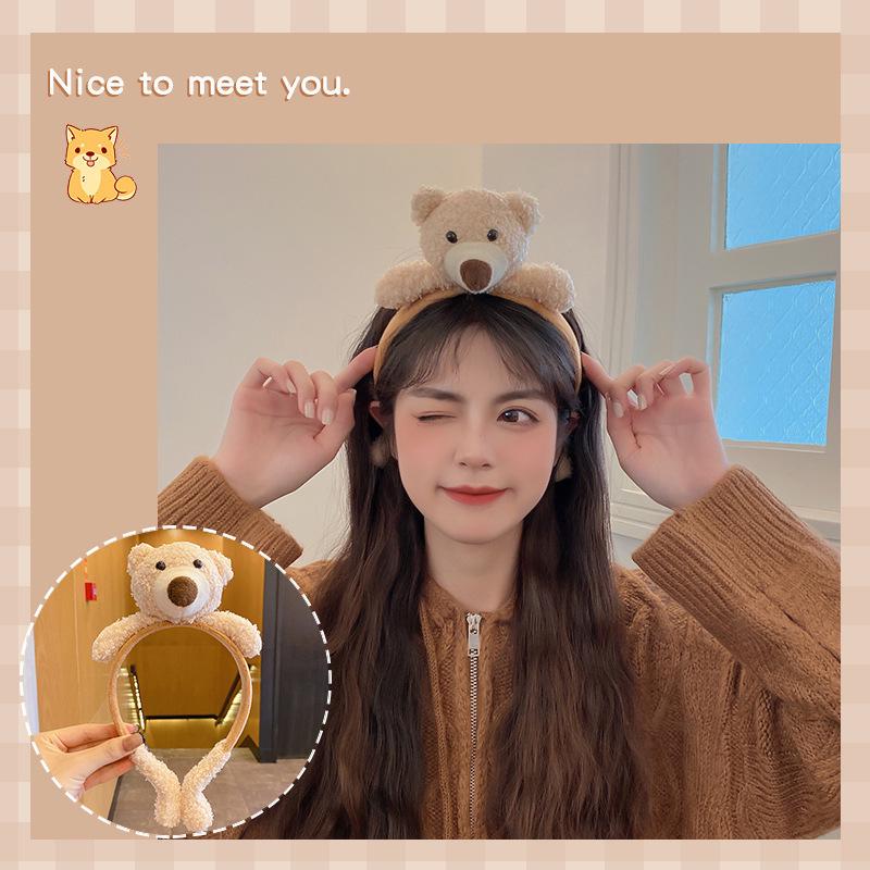 2024 Cute Cartoon Plush Headband for Women - Makeup, Hair Clip & Tie