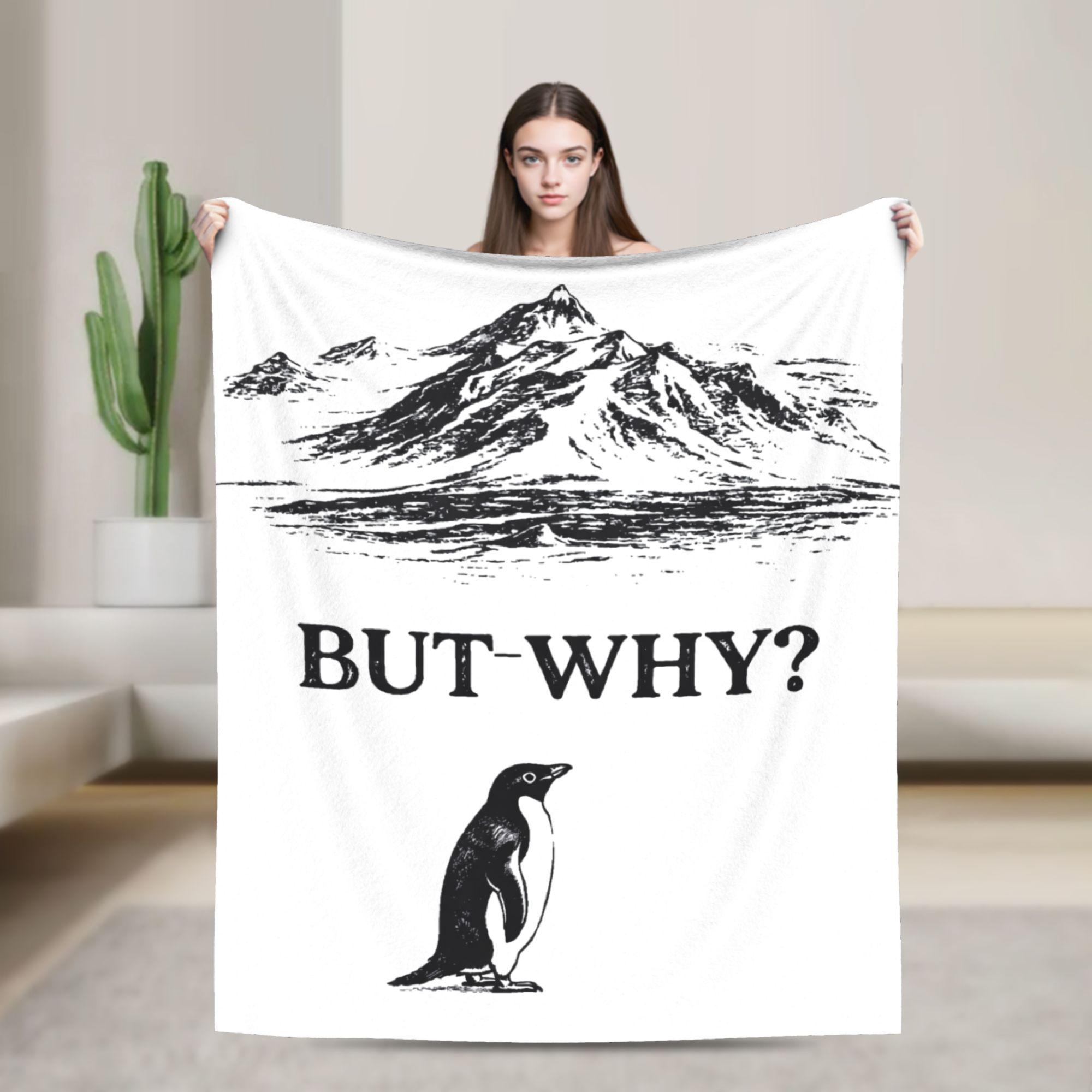 But Why Nihilist Penguin Fleece Throw Blanket Blanket for Sofa Couch Lightweight Thin Quilt, 75X95CM