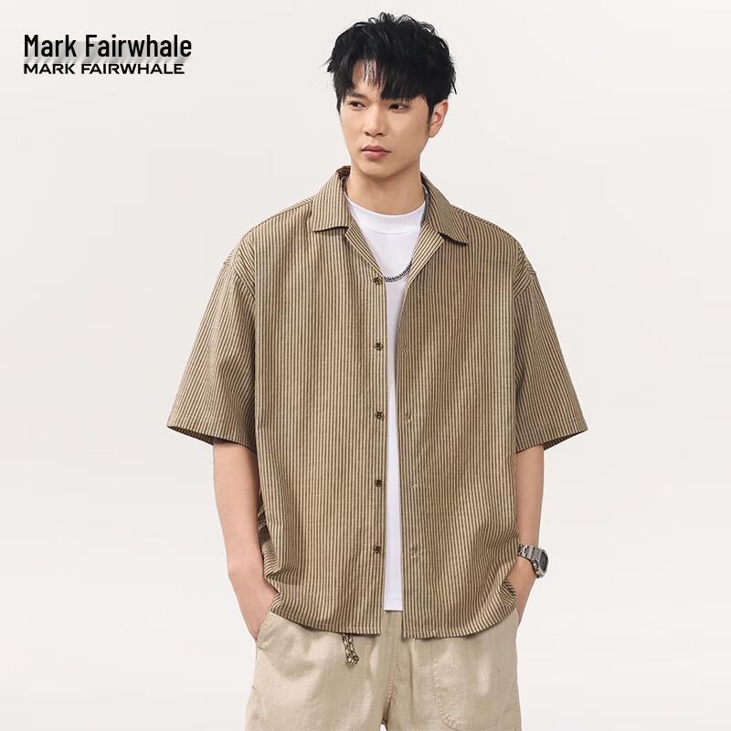 MARK FAIRWHALE Men s Casual Short Sleeve Shirt L хаки