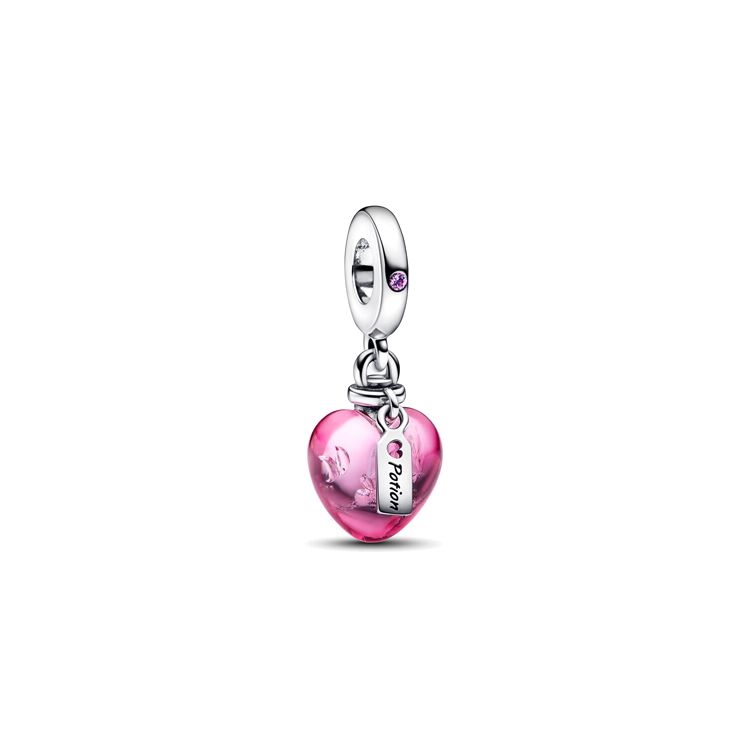 Pandora Murano Heart Glass Pendant Unisex pendant Silver 792509C01 Box,F,Silver