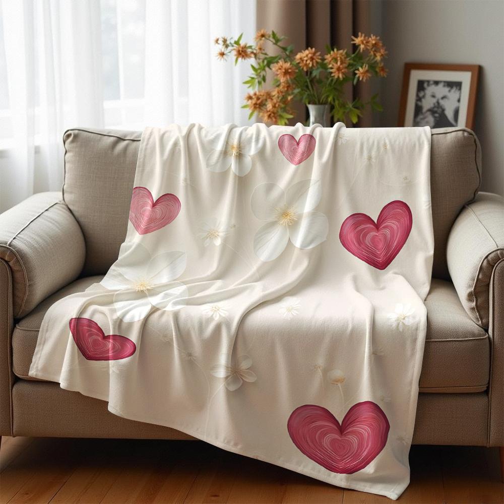 Paper Floral Heart Cartoon Anime Print Flannel Blanket Soft Warm Throw for Kids Bedroom Sofa Christmas Office Car