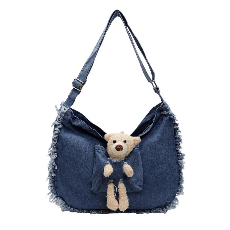 Large Casual Denim Tote: Versatile Canvas Shoulder Bag for Students & Commuters