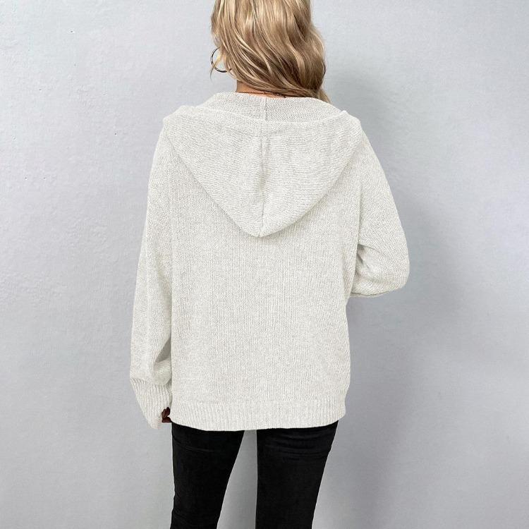 Vintage Jesień Zima Jednolity Kolor Dekolt V Dzianina Kardigan Luźny Długi Rękaw Sweter Top