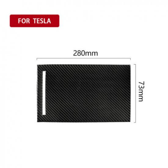 Carbon Fiber Center Storage Box Panel Cover Trim For Tesla Model X 2014-