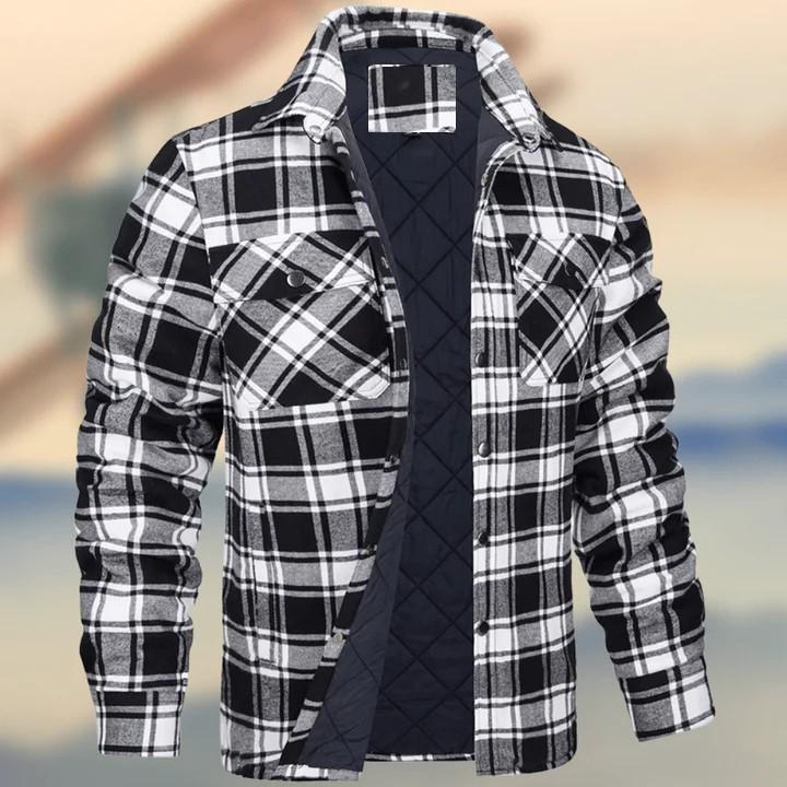 Men's Plaid Hooded Cotton Jacket: Thick, Long Sleeve, Loose-Fit for Autumn/Winter