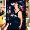 Tin Sign Metal Poster  Flat Size Retro Music Rock Star Graffiti Man Shirtless Splatter Wall Decor for Bedroom Bar Cafe Garage